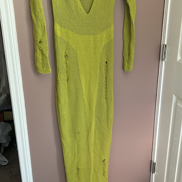 Mucri NWT Deep Scoop Neck Knitted Maxi Dress Stretch In Fig Leaf Size XL - Picture 11 of 16